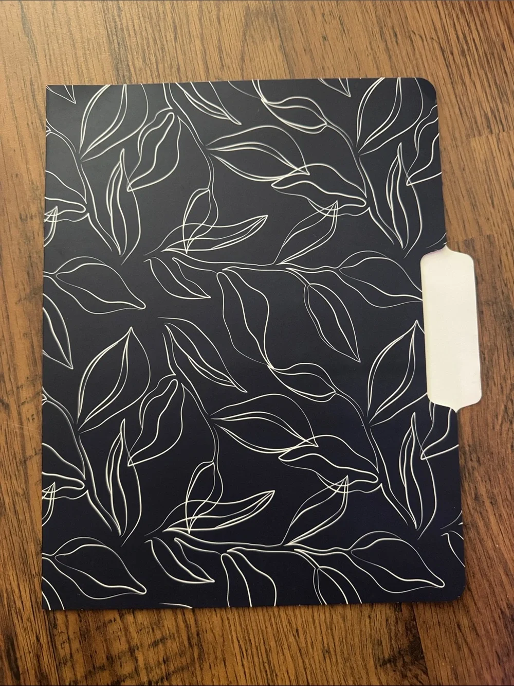 Navy Leaf Pattern Tab File Folder - Home Office C1.B.3L